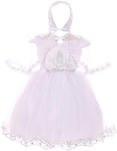 Бебе девојки новороденче Девица Марија Бонд Кејп Крштение постави крштевки фустани 0-24 милиони