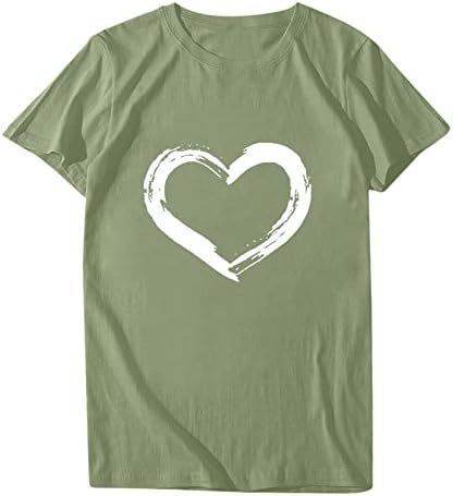 Вар зелена дама екипаж на вратот на вратот салон блузи маички кратки ракави heartубовник графички есен летни маици облека pk s