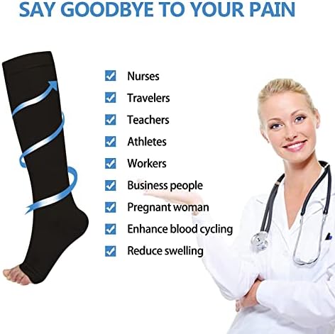 Чорапи за компресија на Blahhey за жени и мажи, 20-32 mmhg колено со висока тотална компресија за компресија за трчање, возење велосипед
