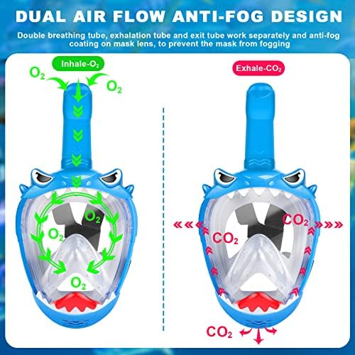Маска за Нуркање Со Полно Лице со Зипут Шнорхел За Деца, Детско Нуркање Постави Панорамски Поглед Од 180 Степени, Безбеден Анти-Истекување Против Магла, Опрема За Нур