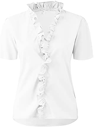 Нокмопо спортска облека за жени модата на модата копче за темперамент со вметнување на ракав за ракави, лежерна кошула плус кошули со големина
