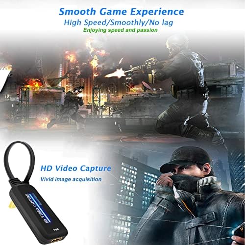 HDMI картичка за снимање видео, Capture Card 4K HDMI до USB адаптер за игри/стриминг во живо/ТВ -рекордер, црно