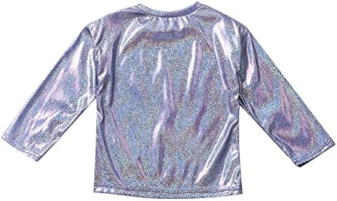 Wining Kid Girls Grilter Sparkly Sequins Долги ракави танцување блуза маица модерни хип-хоп џез улични култури врвови