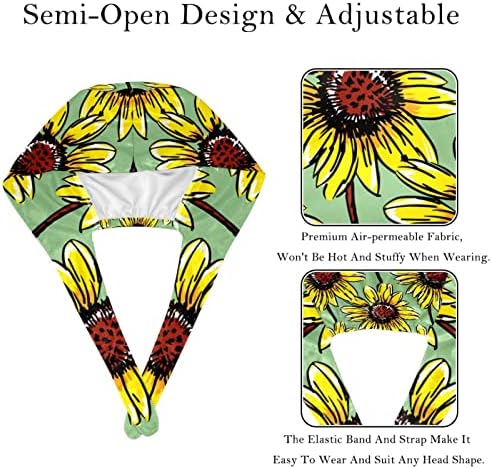 2 парчиња работни капачиња со копче од тиква вратоврска грб буфан капи за дишење на косата, цвеќе од сончоглед