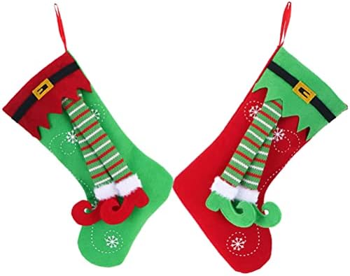 Детски чорапи за деца, Божиќно порибување на елф нозе украси за новогодишни божиќни бонбони торбичка Божиќна декор