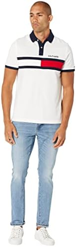Томи Хилфигер за кратки ракави со кратки ракави за машка памучна графичка маица со графичка маица во прилагодено вклопување
