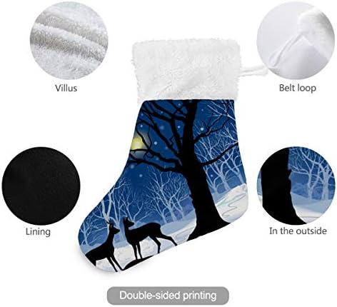 Алаза Божиќни чорапи Прекрасен зимски ноќен пејзаж со елери класични персонализирани мали декорации за порибување за семејни сезонски