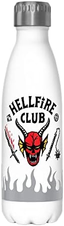 Netflix Stranger Things Hellfire Logo Flame Flame 17 Oz Не'рѓосувачки челик шише, повеќебојно