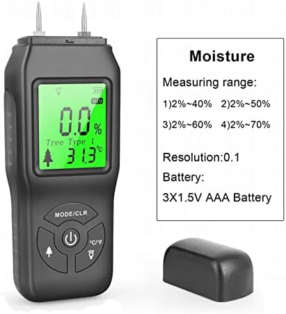 Мерач на влага од дрво GTEST 0 ~ 99,9% дрва хигрометар дрва влажна детектор густина на дрво дигитална влажност на дрво