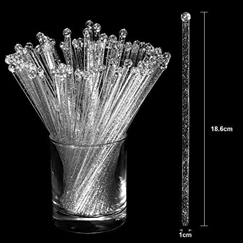 100 Парчиња Пластика За Еднократна Употреба Круг Врвот Кристал Swizzle Стапчиња