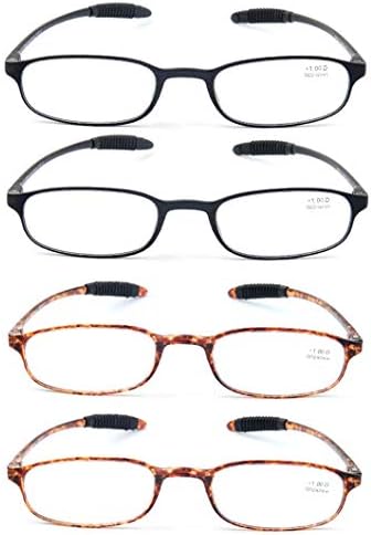 Cxat bal 4 Пакет Лесни TR90 Очила За Читање, Флексибилни Читатели, Компјутерски Очила, За Мажи и Жени