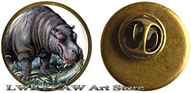 Hippopotamus Animal Brooch, Хипопотамус уметнички подарок, хипо пин, африкански животински свет, животински брош, африкански пински диво животно,