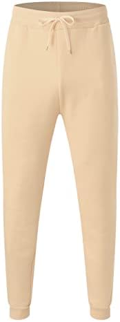 Миашуи спална соба со машка обична фитнес што работи панталони со лабава половината цврста боја панталони џеб лабаво руно