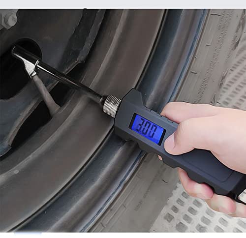 Мерач на притисок на дигитална гума во розови 230 psi, тешка двојна глава не'рѓосувачки челик направен за камион и RV со LCD со позадинско осветлување