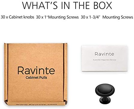 Ravinte 30 пакет 1-1/4 инчи кујнски мат црни копчиња за кабинети и 10 пакувања 3 фиоки влече рамни црни кабинети чаши влечења