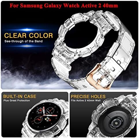 Ленти за хепап+случај за Samsung Galaxy Watch Active 2 40mm целосен капак TPU транспарентен паметен часовник на нараквица браник