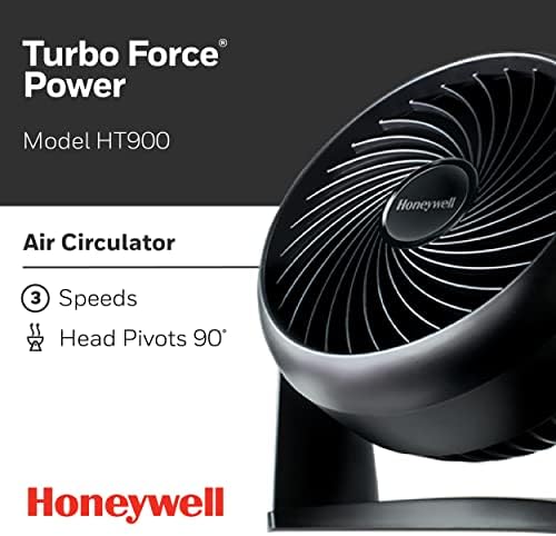 Honeywell HT - 900 Турбофорс Воздух Циркулатор Вентилатор Црна, Мали-4 Пакет