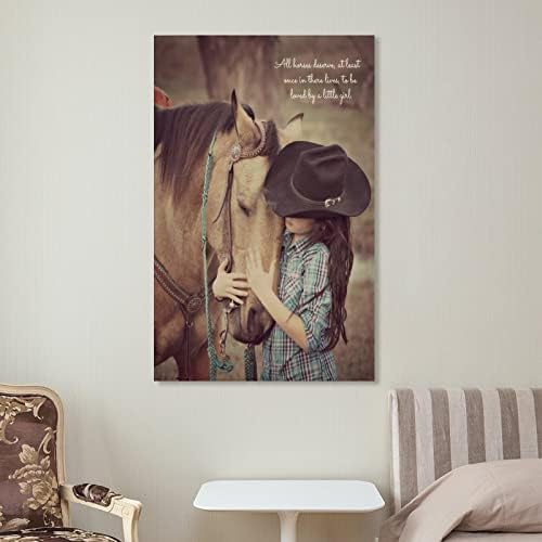 Естетски постери Девојче Прегрнете го Loveубовта коњ платно сликарство wallидна уметност декорација платно wallидни уметности за wallидни