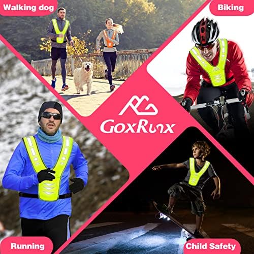 Goxrunx рефлектирачки управувачки елек опрема со рефлексивни опсези за жени мажи безбедносен рефлективен елек за одење трчање велосипедизам