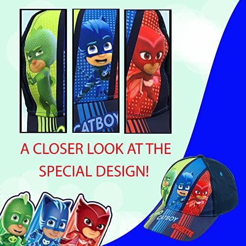 ПЈ маски Catboy, Gekko и Owlette Cap Baseball Cap - памук за момчиња на возраст од 2-4 години