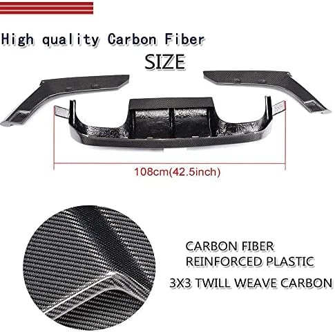 JC Sportline Carbon Fiber Rear Burnifuser Lip се вклопува за BMW 3 серија F80 M3 Sedan 4 Series F82 F82 F83 M4 Coupe Convertible 2015-2019 3PCS/SET