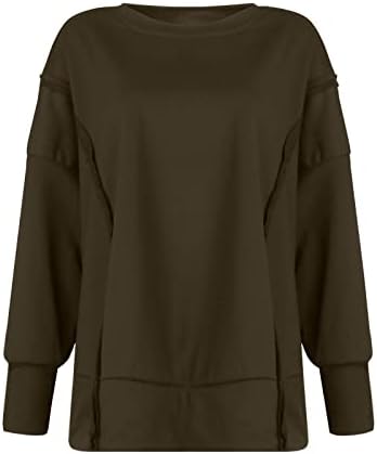Nokmopo Работни џемпери за жени обични модни модни долги ракави солидна боја патент џеб џеб џеб врвен плетен пулвер врвот на врвот