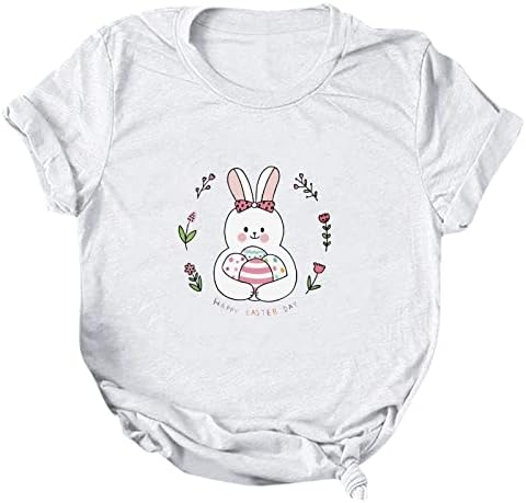 Среќна кошула за велигденски ден за жени слатки зајаче јајца испечатени летни маици 2023 година