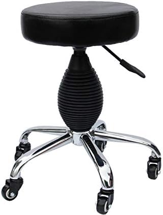 Столче за градинарство со килими со тркала ， мастер столче на седло со црно синтетичко кожено седиште ， прилагодлива висина 45-57 см ， Поддржана