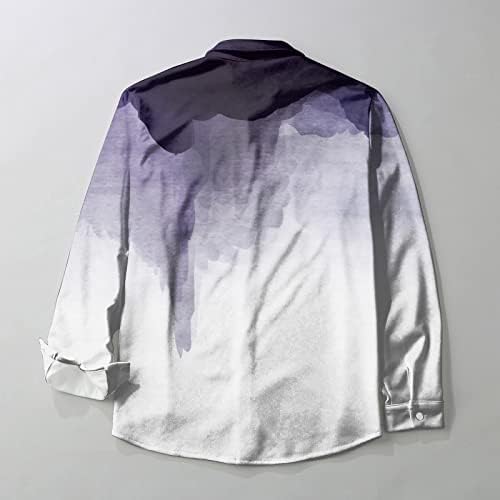 Машки случајни кошули со копче надолу, машко модно случајно копче надолу со долги ракави печатени кардиган јакна