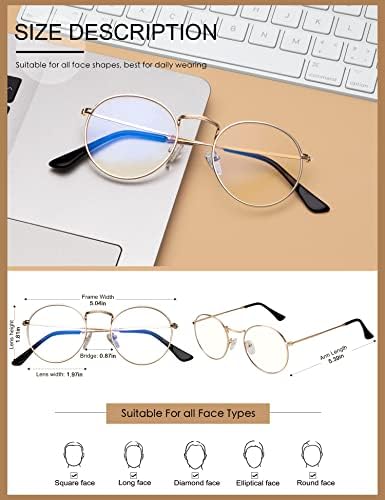 Нссв Сина Светлина Блокирање Очила За Мажи И Жени, Модни Тркалезни Очила, Јасна Леќа Со УВ Отсјај Против Напрегање На Очите