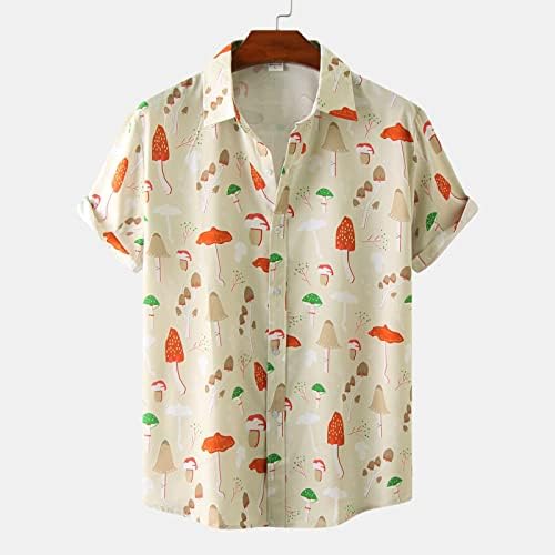Bmisegm летни фустани кошули за мажи Машка летна летна обична печурка Печурка со кратки ракави со кратки ракави, исклучете ја јака леотарска кошула