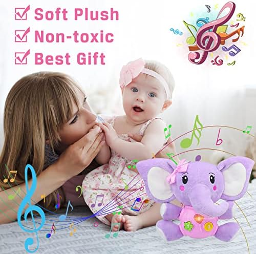 Играчки за бебиња на Аидуј од 6 до 12 месеци - 6 месеци стари кадифен слон за бебиња играчки музички играчки за новороденчиња - бебиња