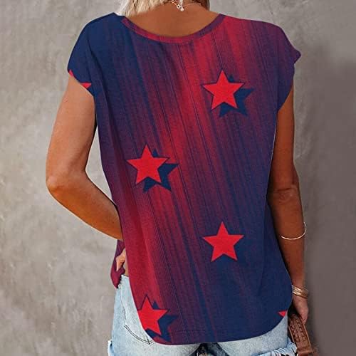 Патриотски кошули за жени испуштаат летни одмори на рамото 2023 година во САД Денот на независноста блуза американска маичка со знаме на американско знаме