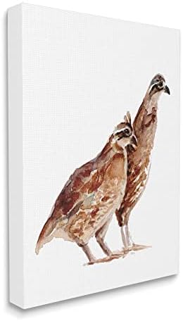 Sumn Industries Quail Bird Pair Детска расадник акварел сликарство диви животни платно wallидна уметност, 24 x 30, кафеава