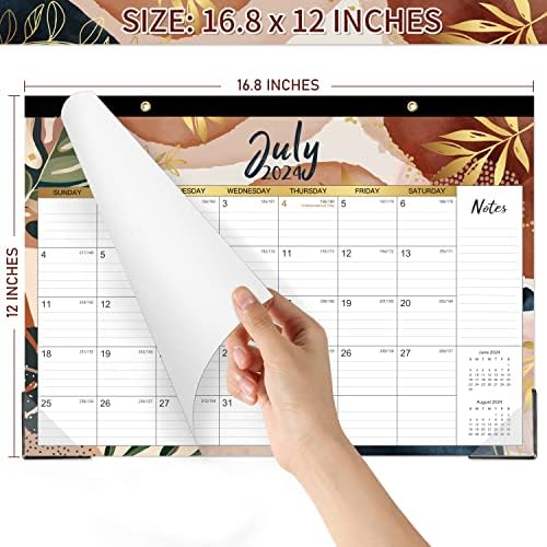 Календар за биро 2023-2024 - 18 месечен календар на бирото 2023-2024, јули 2023 година - декември 2024 година, 17 x 12, биро за биро, големи дневни блокови, солза дизајн, 2 аголни заштит?