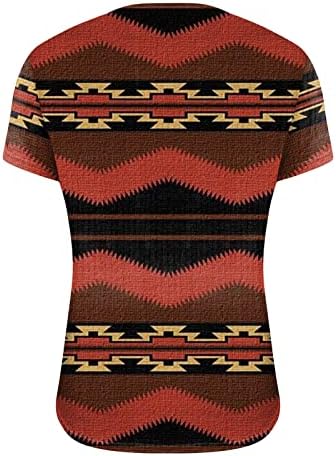 Кошули со кратки Ракави За Жени Вратот На Екипажот Ацтеките Геометриски Графички Маици Блузи Обични Плус Големина Основни Врвови Пуловер