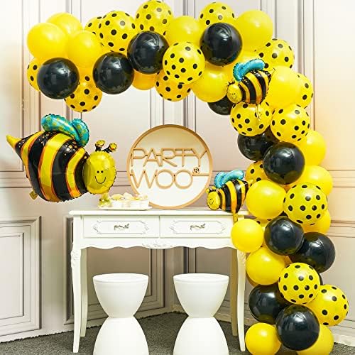 Забава пчелни Балони, Жолти Балони Жолти Балони Со Точки Црни Балони И Балон Од Пчелна Фолија, Украси За Пчели За Забава, Туш За Бебиња