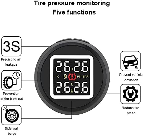 XJJZS Систем за набудување на притисок на гуми во автомобил со 4 внатрешни сензори Зачувајте гориво со висока температура аларм TPMS Цигари полесен вид