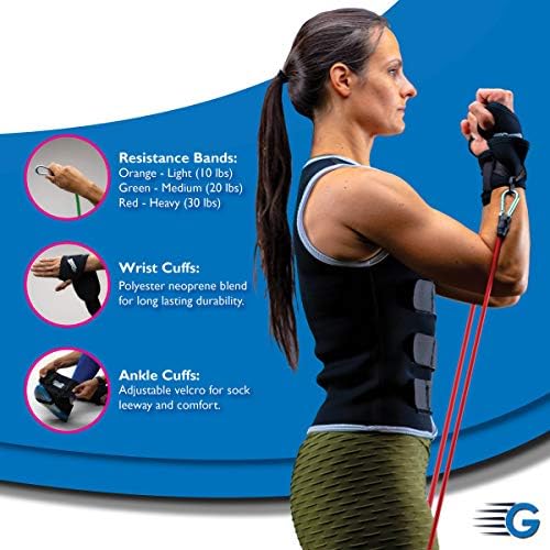 GTRAIN CARDIO BANDZ Set - Поставени ленти за отпорност - 9x вежби за вежби - сет за вежбање на тензии - Објавувања на глуждот - манжетни за зглобови