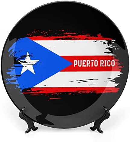 Порто Рико знаме Смешна коска Кина Декоративна плоча Тркалезна керамичка плочи занает со приказ за декорација на wallидови од домашна канцеларија