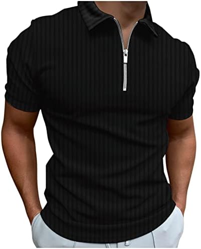 HDDK MENS ZIPPER голф кошули лето кратки ракави со патент вратот на вратот на вратот на вратот на вратот Работни тениски ленти