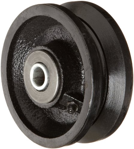 RWM Casters VIR-0415-08 4 Дијаметар X 1-1/2 Ширина од леано железо V-Groove Wheel со директно валјак, капацитет од 700 фунти, црна