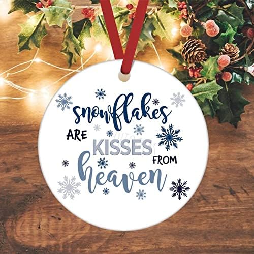 Тркалезен керамички украс за новогодишна елка, снегулки се бакнежи форма Небесен Божиќ за одмор, среќен Божиќ 2021 година Санта