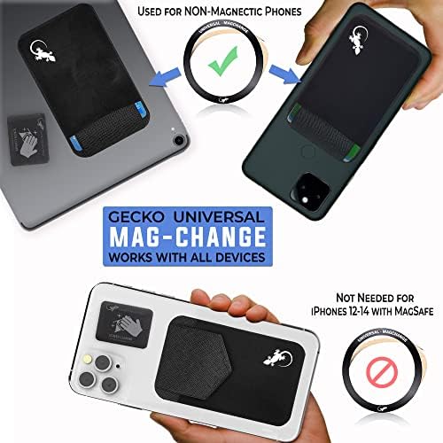 Геко Безбеден магнетски паричник Универзален магсафе за кој било телефон - држач за безбедносни ленти - Користете го со iPhone 12 13 Mini Pro -