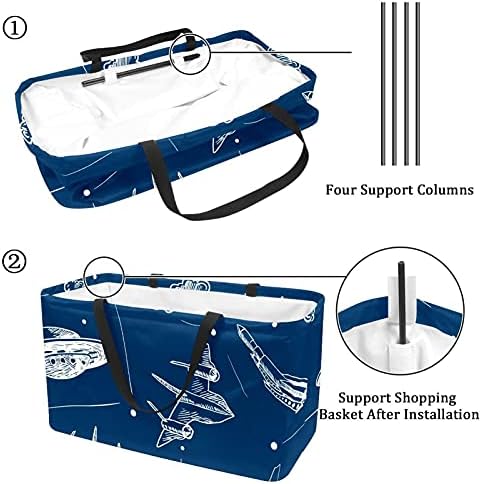 Лорвис вселенска летала ракета авионска морнарица за складирање корпа за складирање - голем правоаголник за облека, играчки, чевли