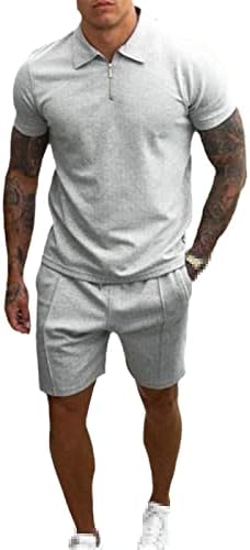 Модна машка летна тренерка со 2 парчиња сет машка лежерна поло маица+шорцеви поставува фитнес џогирање спортска облека костуми