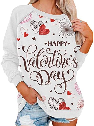 ЏЕЈХАЕВИ Жените Сакаат Срце Дуксер Среќен Денот На Вљубените Кошули Графички Пуловери Обични Врвови Пуловер
