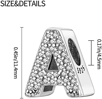 Пандах Азбука Почетна Шарм Писмо Заврши А-З Букви Цврсти Сребрени Кубни Циркони Мониста Висат Приврзоци За Европски Нараквици Ѓердан Жени Девојки Накит Опции За П?