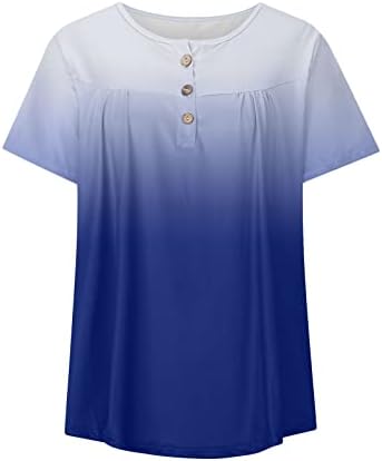 Дами летна модна вратоврска градиентска боја маица маица врвни лабави туники врвови на проток блузи кошула за жени