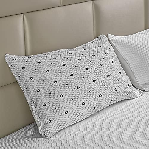 Необичен модерен плетен ватенка перница, шема на квадратна линија со футуристички инспирации технологија и концепт за дизајн, стандарден капак за перница со голем